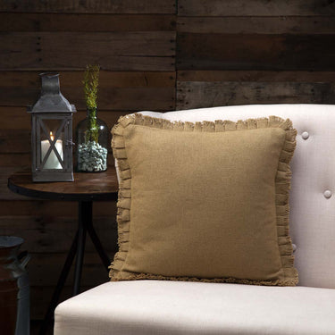 Burlap Natural Fringed Pillow, 16